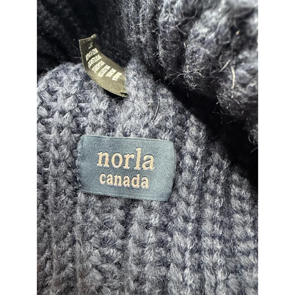 Norla Canada Beanie Women One‎ Size Navy Blue Alpaca Wool Blend Pom Pom Hat
